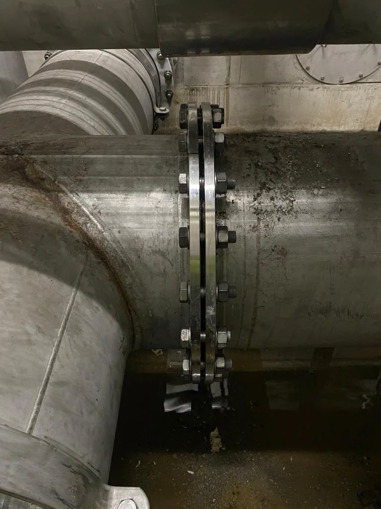 Bestehende DN-600-Flanschverbindung an der Rohrleitung vor der Instandsetzung in 38239 Salzgitter